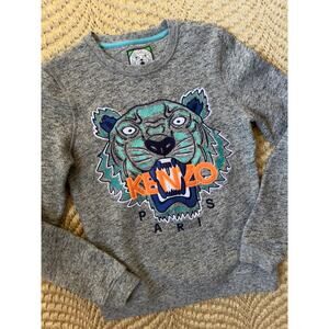 Kenzo Paris Gray Embroidered Tiger Head Sweatshirt